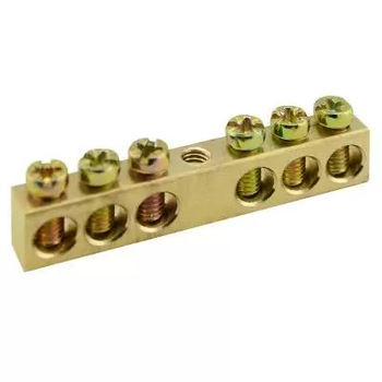 Шина PEN TS-0609C 6х9 6 отверстий крепление по центру Энергия - Электрика, НВА - Щитки и аксессуары для монтажа - Шины нулевые - . Магазин оборудования для автономного и резервного электропитания Ekosolar.ru в Белогорске