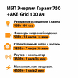 ИБП для котла Энергия Гарант 750 + Аккумулятор Grid 100 Ah 12 v (450Вт - 122мин) - ИБП и АКБ - ИБП для котлов - . Магазин оборудования для автономного и резервного электропитания Ekosolar.ru в Белогорске