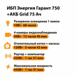 ИБП для котла Энергия Гарант 750 + Аккумулятор Grid 75 Ah 12 v (450Вт - 91мин) - ИБП и АКБ - ИБП для котлов - . Магазин оборудования для автономного и резервного электропитания Ekosolar.ru в Белогорске