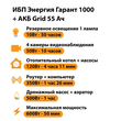 ИБП для котла Энергия Гарант 1000 + Аккумулятор Grid 55 Ah 12 v (600Вт - 50мин) - ИБП и АКБ - ИБП для котлов - . Магазин оборудования для автономного и резервного электропитания Ekosolar.ru в Белогорске